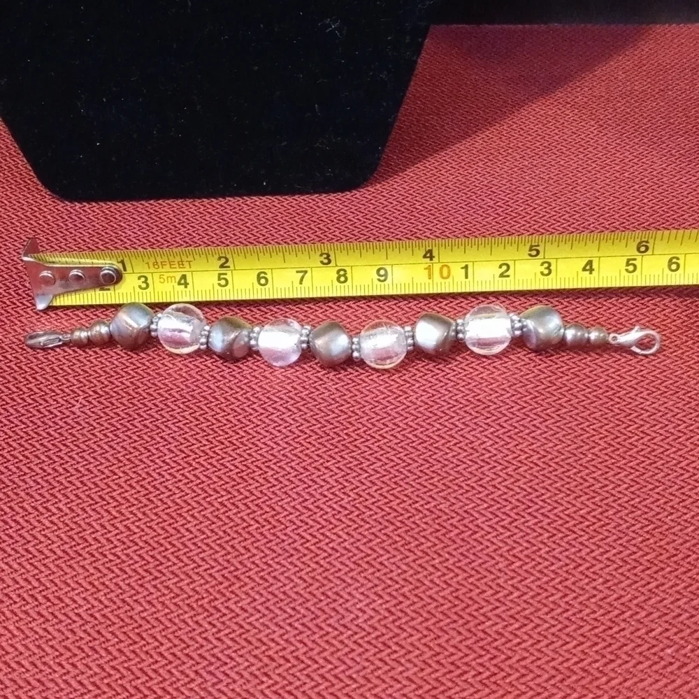 Child's bracelet 6 in pink and amber beads Lobster Claw closure